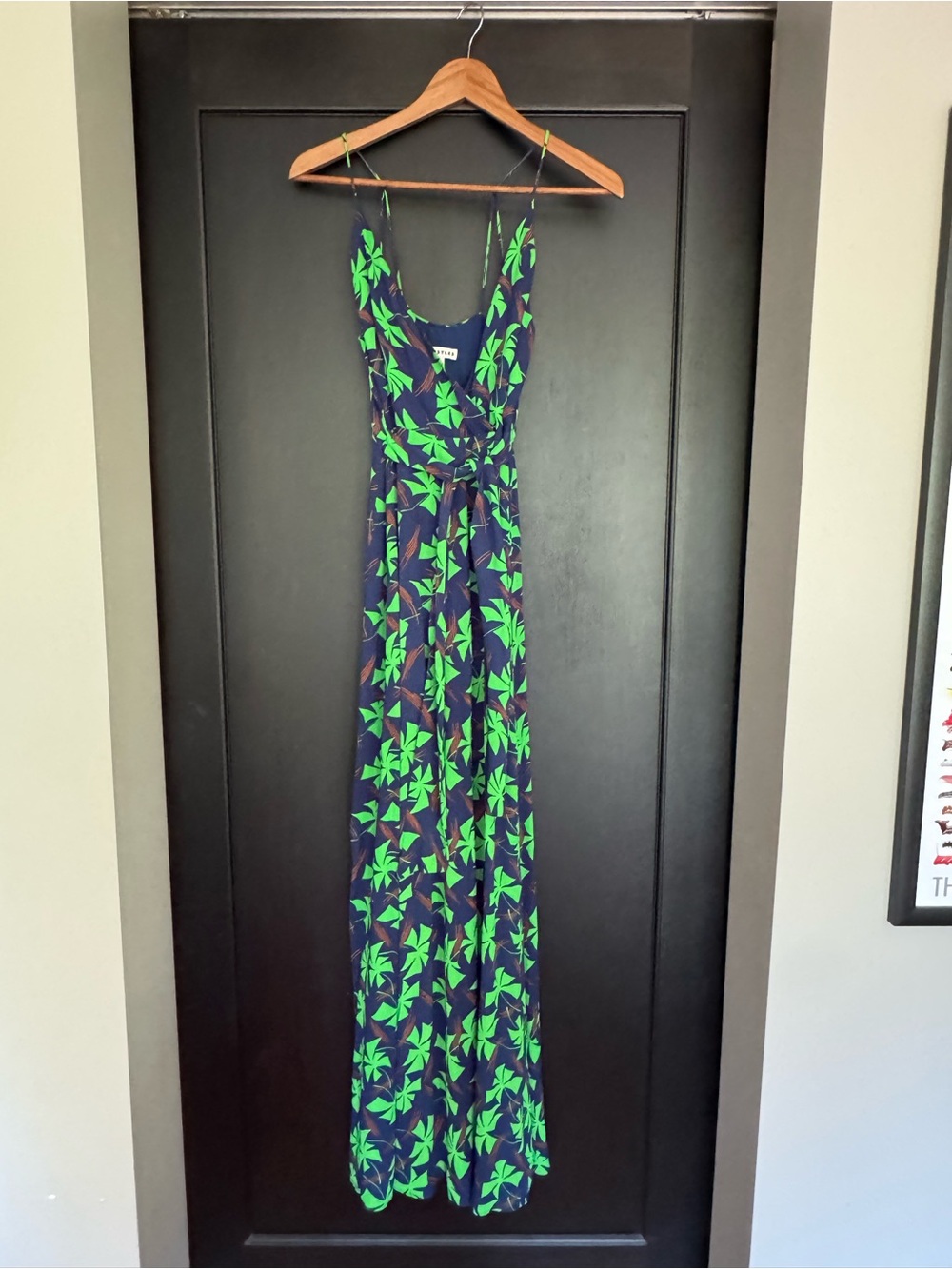 Whistles Navy and Green wrap maxi dress